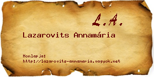 Lazarovits Annamária névjegykártya